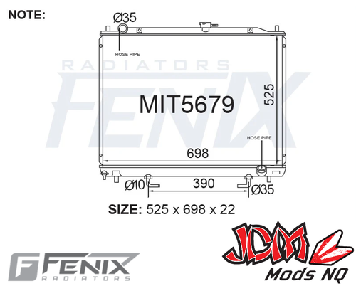 FENIX OEM Replacement Radiator Suits Mitsubishi Pajero NS/NT, NM/MP Diesel