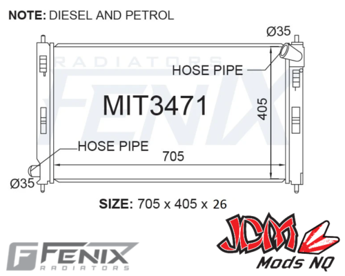 FENIX OEM Replacement Radiator Suits Mitsubishi Outlander ZG