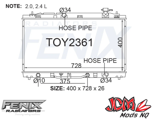 FENIX OEM Replacement Radiator Suits Toyota Camry ACV40