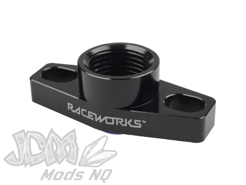 Raceworks Turbo Drain Adapter Female AN-8 ORB Black - Suit Small Turbo (38-44mm Slotted Holes)