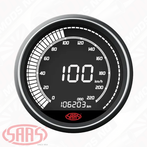 SAAS Speedo 0-220 KPH 80mm (3 18) In Dash Muscle Digital Series 12V