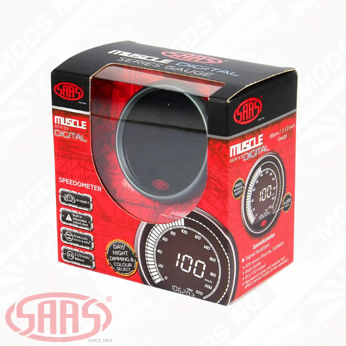SAAS Speedo 0-220 KPH 80mm (3 18) In Dash Muscle Digital Series 12V