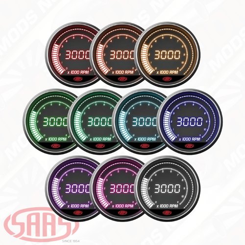 SAAS Tachometer 0-11K Shiftlite 80mm (3 1/8") In Dash Muscle Digital Series 12V