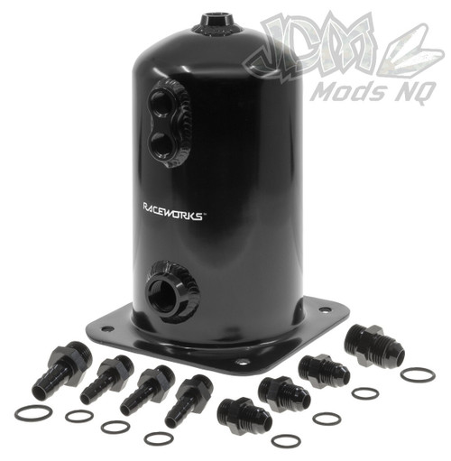 Raceworks Surge Tank AN-8 Single Outlet Black - 1.5L