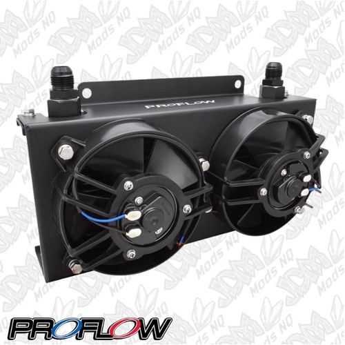 Proflow Oil Cooler Kit, Ultra Pro, 19 Row, Dual Fan 625 CFM, AN10 ORB Female, Aluminium, Black PFEOC19-DF
