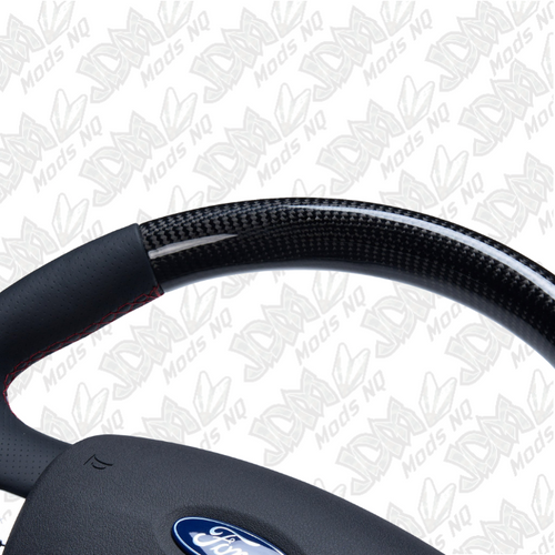 Retro Ford FPV FG Falcon Steering Wheel Black Leather Red Stitching Carbon Fibre OEM Style FG-OEM-RED-ST-CF Retro Ford FPV FG Falcon Steering Wheel Black Leather Red Stitching Carbon Fibre OEM Style FG-OEM-RED-ST-CF