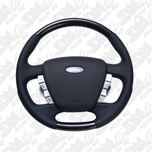 Retro Ford FPV FG Falcon Steering Wheel Black Leather Red Stitching Carbon Fibre OEM Style FG-OEM-RED-ST-CF Retro Ford FPV FG Falcon Steering Wheel Black Leather Red Stitching Carbon Fibre OEM Style FG-OEM-RED-ST-CF