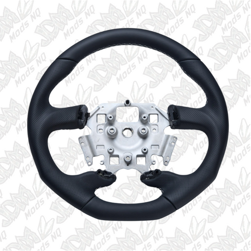 Retro Ford/FPV FG Falcon Steering Wheel Black Leather White Stitching Flat Bottom FG-FB-WHT-ST Retro Ford/FPV FG Falcon Steering Wheel Black Leather White Stitching Flat Bottom FG-FB-WHT-ST