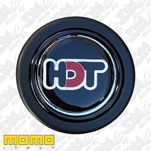 MOMO HDT Black and Red Round Lip Horn Button