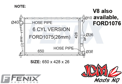 FENIX OEM Replacement Radiator Suits Ford FG Falcon (No Internal Oil Cooler)