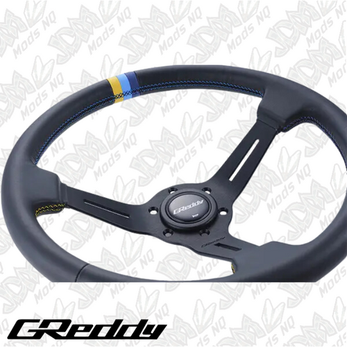 GReddy Leather Sports Steering Wheel - 80mm Dish