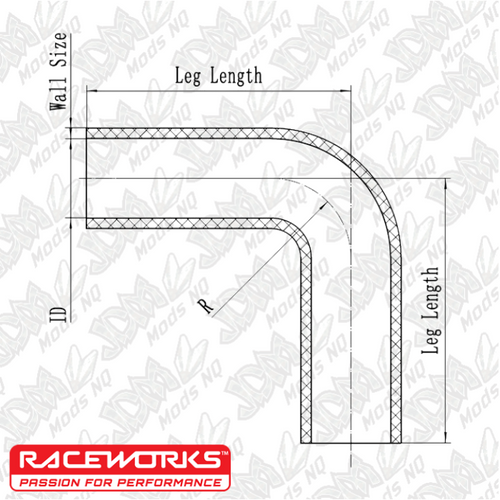 Raceworks Silicone Hose 90 Degree Elbow Raceworks Silicone Hose 90 Degree Elbow