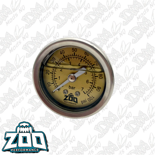 Zoo Performance Fuel Pressure Gauge - 100PSI - Gold/Black Zoo Performance Fuel Pressure Gauge - 100PSI - Gold/Black