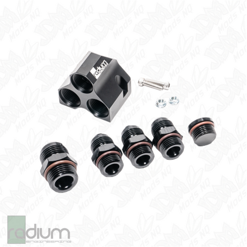 Radium Distribution Block 3 x 10AN ORB to 1 x 12AN ORB w/Fittings