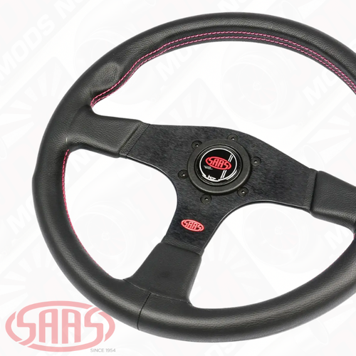 SAAS Steering Wheel Leather Corsa 14" / 350mm Contoured Grip