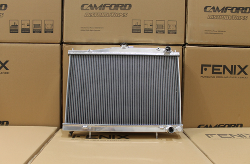 Nissan Skyline R33/R34 93-02 FENIX Full Alloy Radiator & Fan Shroud Combo - Polished Nissan Skyline R33/R34 93-02 FENIX Full Alloy Radiator & Fan Shroud Combo - Polished