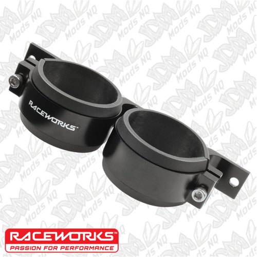 Raceworks Billet Twin External Fuel Pump Bracket 60mm Black Suit 044 Style Pumps - Universal ALY-003BK