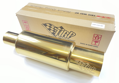 HRP Cannon Muffler (Gold Finish) 2.5" Inlet, 3.5" Tip