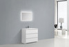 Alma Edison 36″ Gloss White Bathroom Vanity W/ 3 Drawers And A Integrated Sink