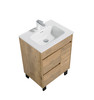 Alma Grace 24" Natural Wood Finish Vanity With A Porcelain Sink