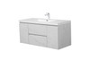 Alma-Pre 48″ Gloss White Wall Mount Vanity With A Integrated Sink