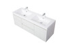 Alma-Pre 60″ Gloss White Double Sink Vanity With A Integrated Sink