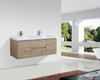 Alma Pre 60″ Natural Oak Double Sink Wall Mount Vanity With A Integrated Sink