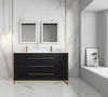 Alma Barsalona 60" Double sink Vanity Dawn grey Finish , Golden Brass Hardware