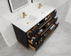 Alma Barsalona 60" Double sink Vanity Dawn grey Finish , Golden Brass Hardware