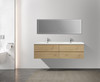 Alma-Pre 84″ Natural Oak Wall Mount Vanity wiht A intergrated white Sink