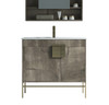 Alma Bulanka 36" Bathroom Vanity Plaid Grey Oak , Golden Brass Hardware