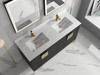 Alma Bulanka 60" Double Sink Vanity Dawn grey , Golden Brass Hardware