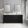 Alma Barsalona 72" Double sink Vanity Dawn grey Finish , Golden Brass Hardware