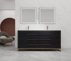 Alma Barsalona 72" Double sink Vanity Dawn grey Finish , Golden Brass Hardware