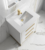 Alma Kathyia 30" Free Standing Vanity ,White Stone Top With Porcelain sink ,Golden Brass Hardware