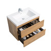 Alma-Pre 30" Natural Oak Finish Wall Mounted Vanity With Integrated Sink