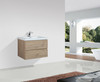 Alma-Pre 30" Natural Oak Finish Wall Mounted Vanity With Integrated Sink