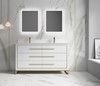 Alma Kathyia 60" Double Sink Vanity ,White Stone top with porcelain sink ,Brush Gold Hardware