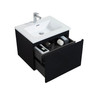 Alma-Moore 24″  Black Wall Mount Vanity With A Integrated White Sink