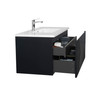 Alma-Moore 36″ Black Wall Mount Vanity With A Integrated White Sink