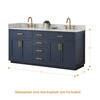 Givana 72" doubel sink Vanity with Milano White Stone Top and White Sink