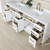 Givana 84" doubel sink Vanity with Milano White Stone Top and White Sink