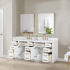 Givana 84" doubel sink Vanity with Milano White Stone Top and White Sink
