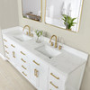 Givana 84" doubel sink Vanity with Milano White Stone Top and White Sink