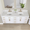 Givana 84" doubel sink Vanity with Milano White Stone Top and White Sink