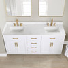 Givana 72" doubel sink Vanity with Milano White Stone Top and White Sink