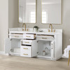Givana 72" doubel sink Vanity with Milano White Stone Top and White Sink