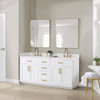 Givana 72" doubel sink Vanity with Milano White Stone Top and White Sink