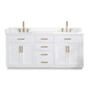 Givana 72" doubel sink Vanity with Milano White Stone Top and White Sink