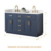 Givana 60" doubel sink Vanity with Milano White Stone Top and White Sink